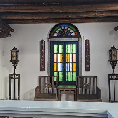 实木岭WWN西关新古式满洲窗仿门窗中海棠中式茶楼四合院复古南满