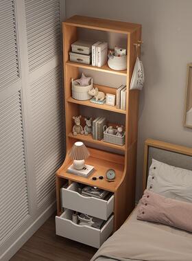 m床y头简约现子代卧室加柜高多功56133能床边柜书架一体小储物简