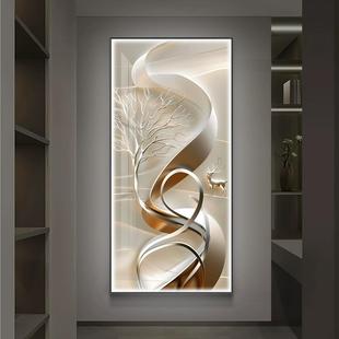 轻道档YTH奢玄关装 运壁灯画石 饰画高鹿走廊过挂画入户正对门竖版