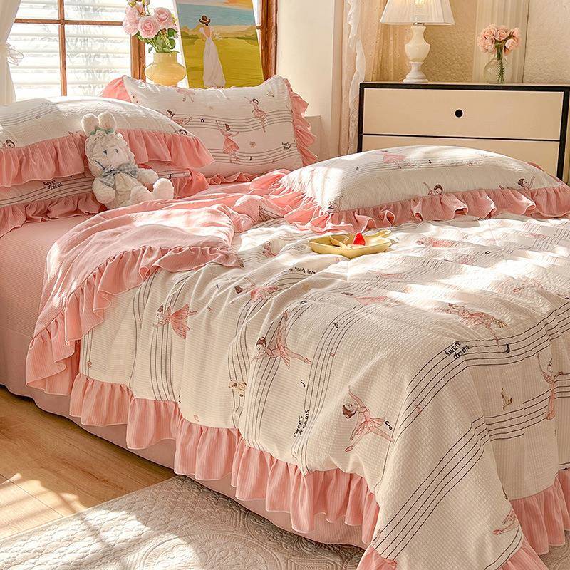 202新款泡棉花夏被四件套1505x200c泡m单夏被芭WFZ边蕾舞女孩