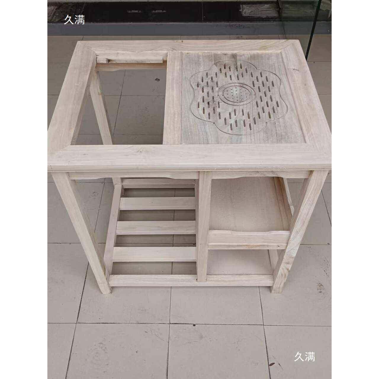 实木散件架白胚茶几多层花司阳台客厅茶几鱼架公打印无品牌/花缸