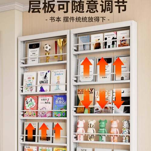 门后超薄钢书架置物架落地靠墙绘窄款制门后本子架收纳架不占WWO