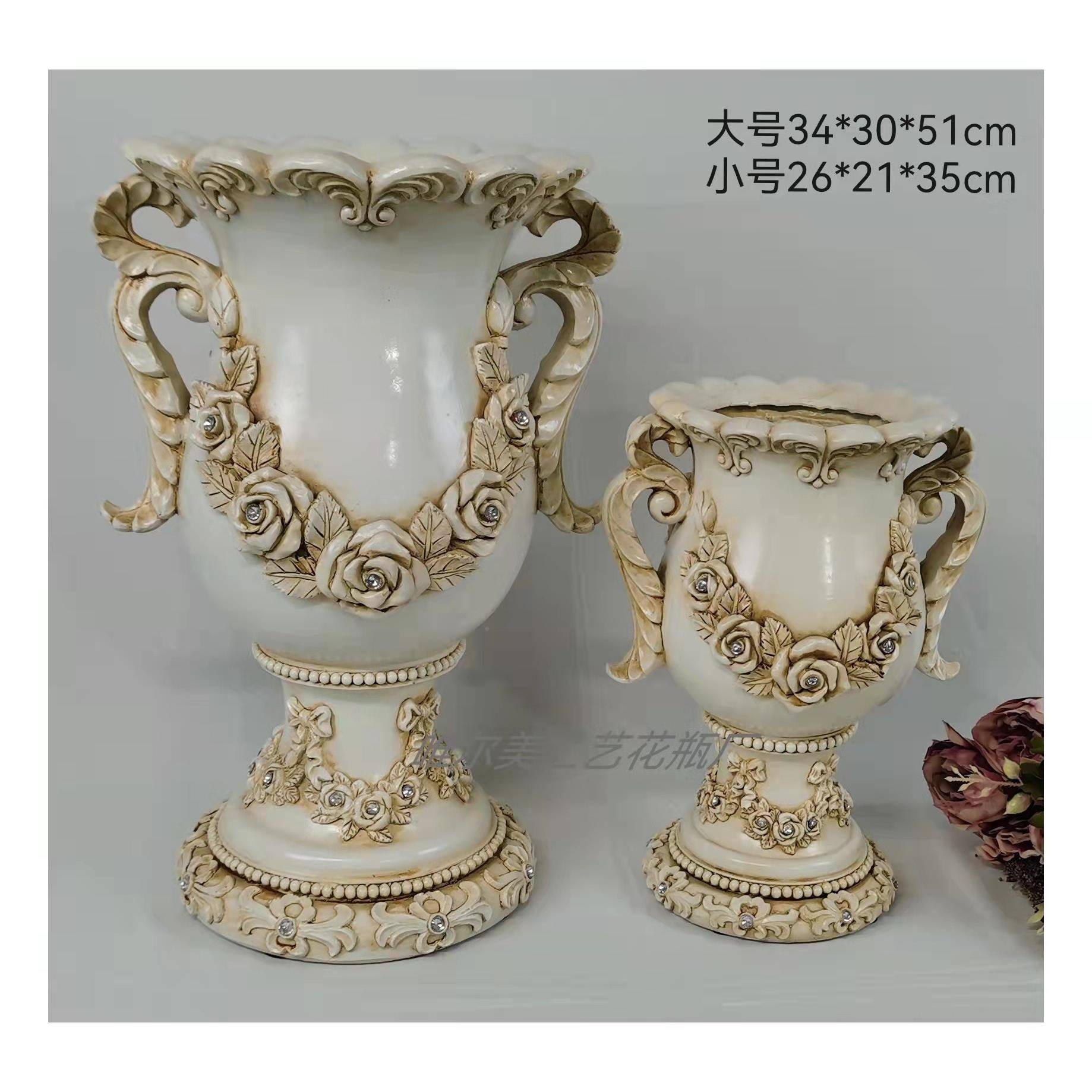 欧美式新古典手工彩客式树厅家居装饰创意脂WCU花瓶绘树脂摆件