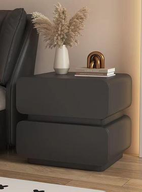 网MET红现代双简架约实皮质黑色层床头柜诧寂木风卧室置物床边储