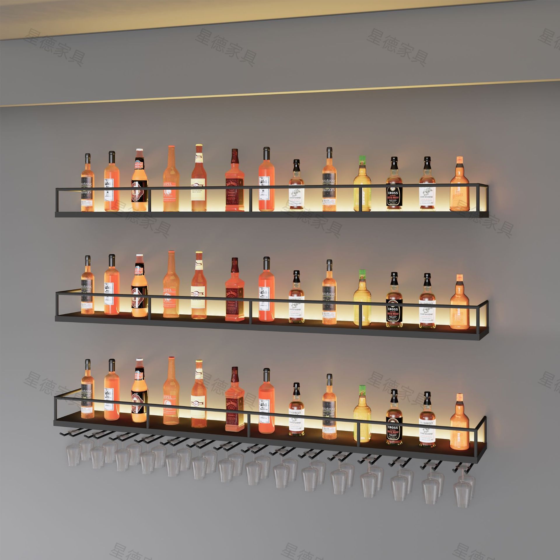 墙上壁挂红酒展示柜餐厅酒吧