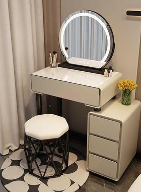 梳妆台小型法式柜奶REZ油风卧室现代简约台化妆桌玻璃化妆斗柜户