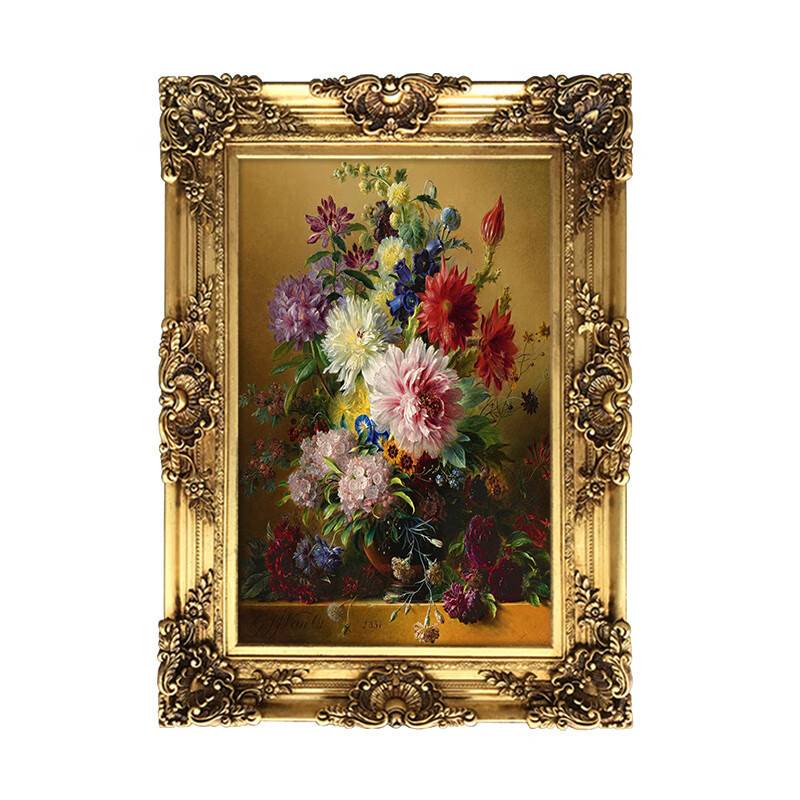 林格印象世界名画欧式牡丹花油画酒店别墅餐厅玄关装饰画花开富贵图片