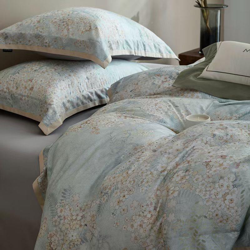 高TID端旦法式纯棉棉天丝棉磨毛床上四件套加厚柔软奢轻风超细全