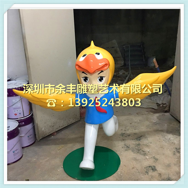 FRP卡通公仔雕塑、校园卡通玻璃钢雕塑、城市卡通雕塑生产手工