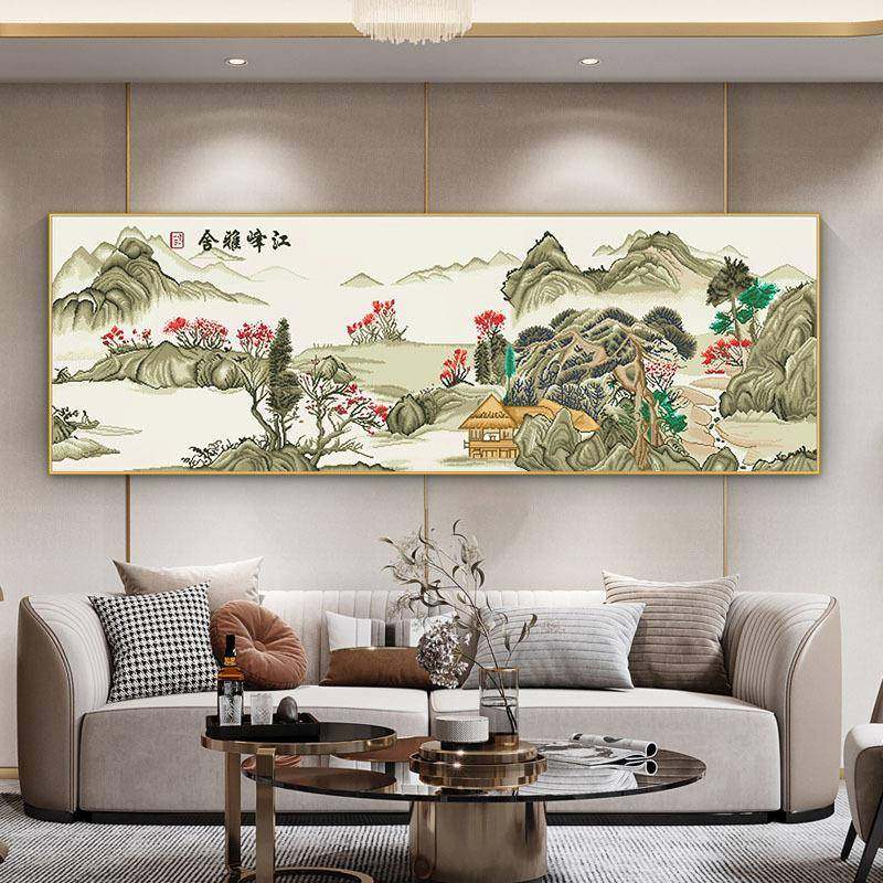 江峰雅十字绣20新A80625款线景绣客厅大舍气山水风满绣