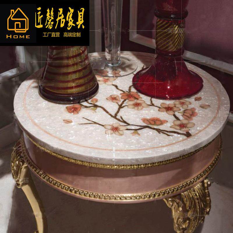 法式无品牌/角几欧式茶几新古小圆几客厅圆沙发边几洽谈桌小桌典