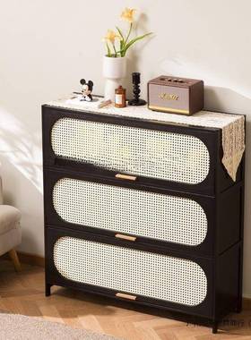 黑色中古关风五书斗柜客厅卧室NTY收柜子纳储物柜柜玄柜窄高立柜
