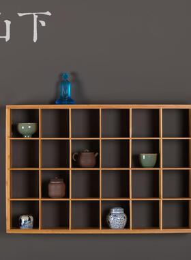 0A博古格架宝挂墙竹制多阁墙架上F765S5MJ置物架茶壶茶具收纳子玄