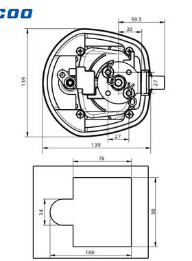 斯EUU科MS装902T型板鱼尾锁铝具工箱把手锁越野改车工程车锁A789