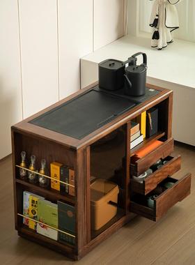 ?实木EOA茶大茶柜茶移动桌茶台家用具纳收柜乌金石茶盘烧水壶一体