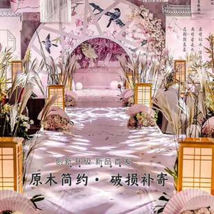 新中路引婚庆装饰道具原木式10044123宫灯方柱引灯光婚款礼路布置