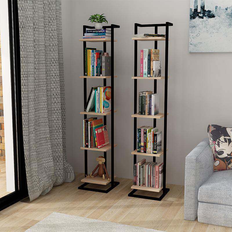 JBT创书架树形一层意架置物架落地字花子小钢架木架现代简约装饰