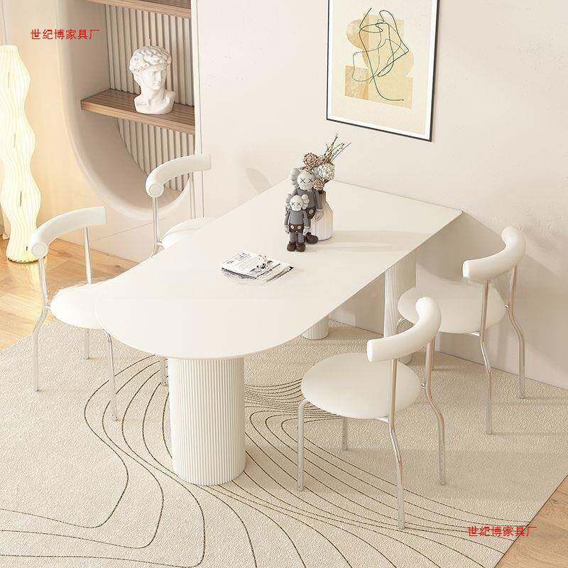 M岩lo轻奢岛台餐椅DFS现桌代简约一体饭奶油板餐桌组合桌小户型家