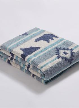 半绒边盖毯a类大熊几何毯毯办公室EOH午睡毯发子针织沙抱枕套床尾