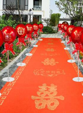 结婚气球引外景婚布置农村婚礼小HOI院门地口立柱路落装饰场景迎