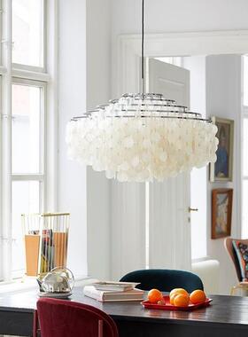 法式奶油铃客壳厅浪漫贝壳吊灯复J-D280古餐厅卧室进天然贝口设计