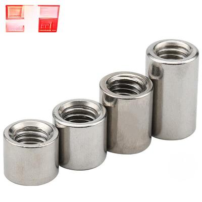 30锈钢圆柱螺母连牙接FCY内螺套圆不螺母加长螺母柱44M5M6-M10M12