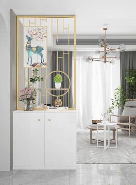 客厅玄钢不锈屏风隔断轻奢短款铁艺镂空靠墙屏风关餐厅PEM隔断