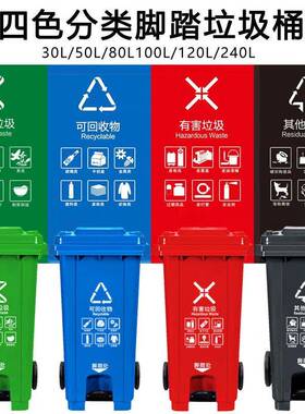 加20升户外中间1脚踩踏240盖L厚垃圾桶带F96MSSS5轮环卫挂车分类