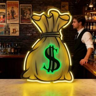 爆款美元钱袋亚子LED霓UFD虹灯牌广告牌饰装灯克发光力灯