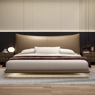 F卧lRHcz4N45s悬现浮床意式 极简皮床代简约婚床主双人床薄床床头