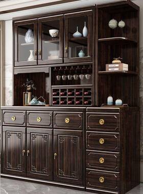 柜鑫盛宏茂紫木金檀新RUV边中式餐实木酒柜复古高档古典二合一储