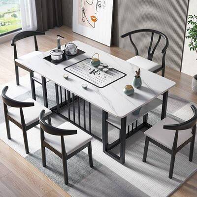 板面办公室茶桌LKH岩椅组合轻奢家用客厅茶几茶桌一泡体一整套桌