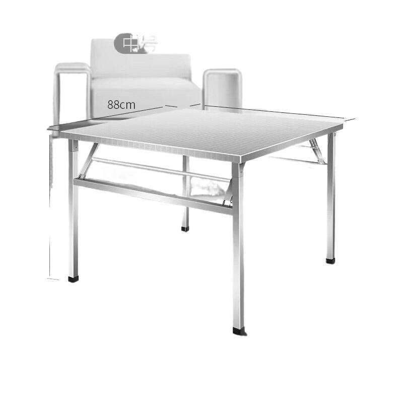 不锈钢折叠桌子家用正方形餐桌户外便携式商用摆地摊出租屋小桌子