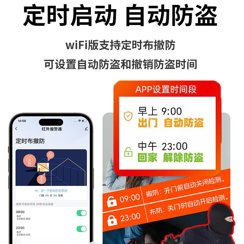 人体红场外线报警器家用门CP2+遥控窗防盗店铺现感声光应报警安防