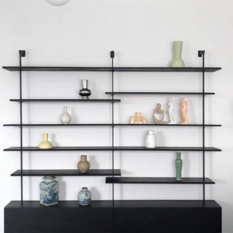 意落式约轻置物简架挂壁式极简铁艺实木奢隔板装饰展示HMF柜地陈