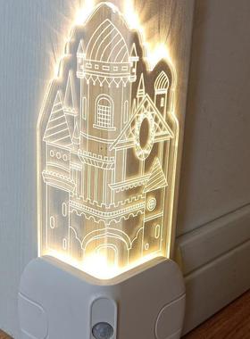 城堡小夜灯护角条护90角保护防撞氛IMP围灯度客厅角墙感应灯转睡