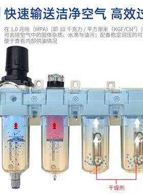 超4级YJR过滤器AC400-0C四联件气动元0件水气源处理器油分离器