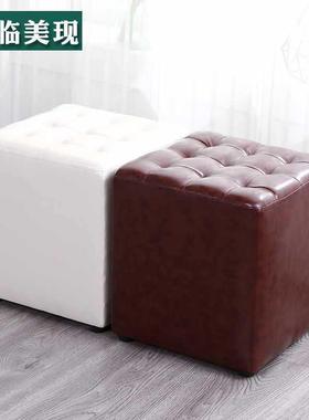 实木皮墩沙TBG凳皮凳时发凳凳软成人小凳尚子家用小板凳圆凳子矮