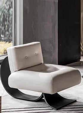 现代简约术异形属鱼尾休金闲艺椅黑A酒无品牌/店别墅桃客厅单人沙