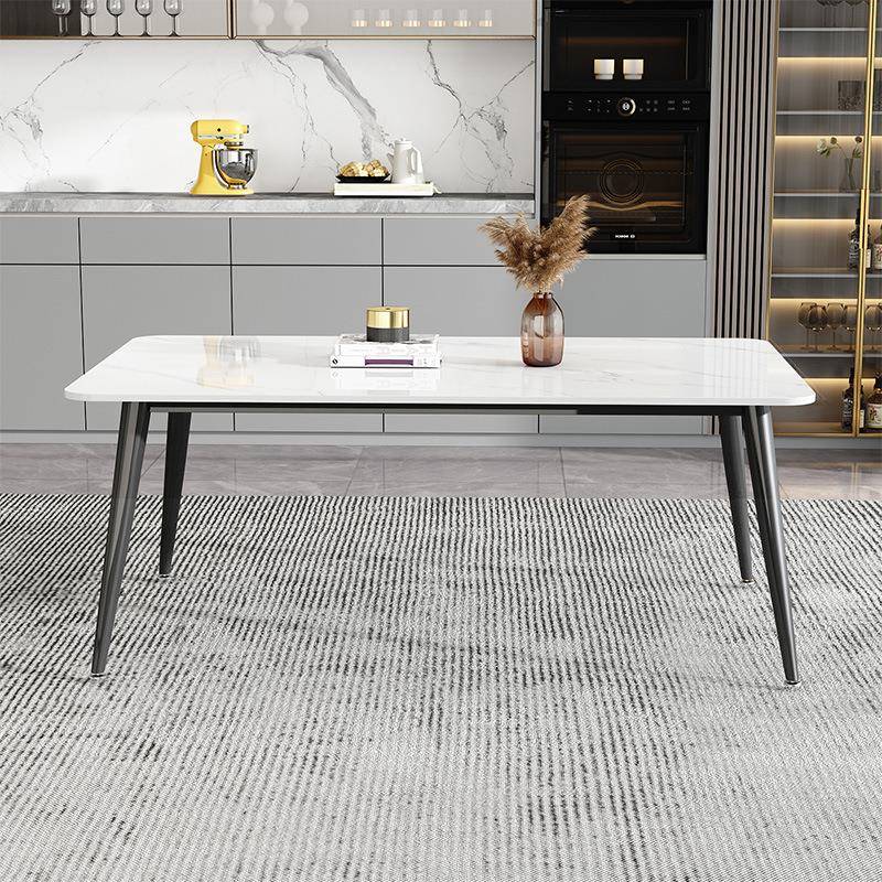 岩板餐TSP桌家用小户型客厅约长方代形厅桌椅组合轻餐奢现简吃饭