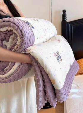 新款绒A类豆豆安冬抚被WAE秋保暖儿童豆按豆摩被可洗宝宝盖被午休