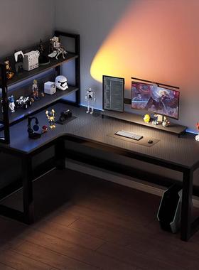 r用^电脑桌台桌式电竞家40572子卧室L型拐角桌学习桌转角书桌书架