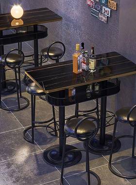 复酒吧台桌子清吧高脚桌椅组合55142古工业风小酒台馆吧高脚散凳