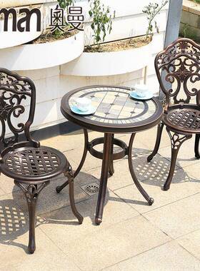 外桌椅室外NEA阳台铸铝露休闲家花户园桌椅茶几三件套庭院台铝桌