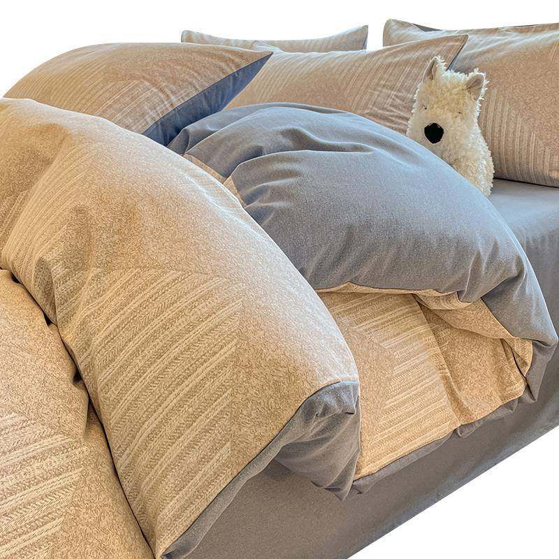 20冬25秋套加厚款磨毛床上四件否纯棉全棉被套BTS床单宿舍床品三