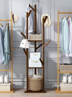 易YVB衣帽架立卧室落地置物架式多间功能家用房挂包架收简纳架挂