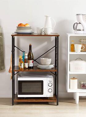 家S型挂钩微RYN波炉调品料三层房置物架家具用餐具厨用收纳支架