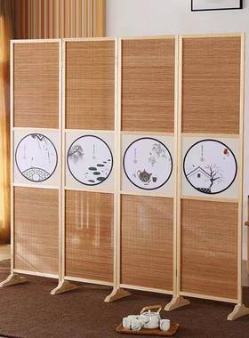 新中OLF式风隔断折叠门商铺玄室内关屏厅屏障实客木竹子移动简约