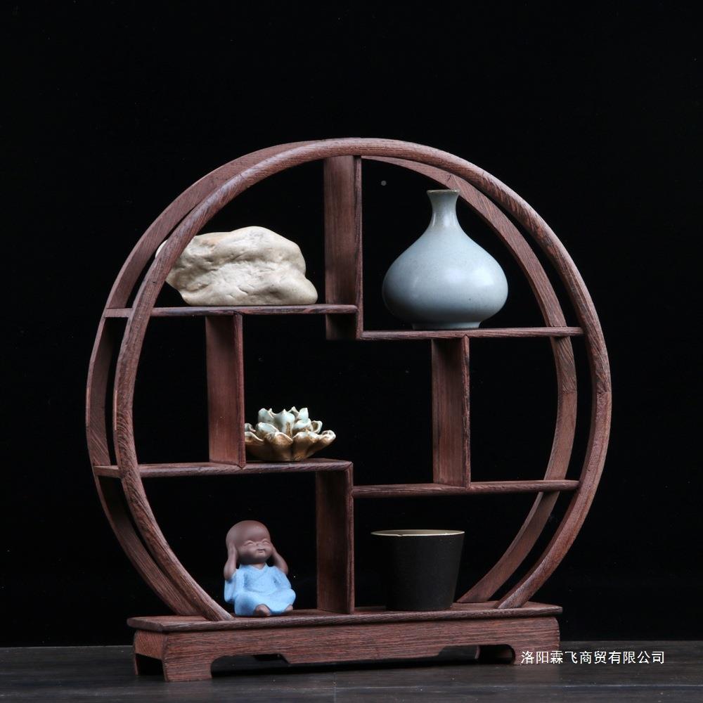 博古实木多宝架底座展示紫砂小壶茶壶架子中式阁多宝鸡翅ISH木架