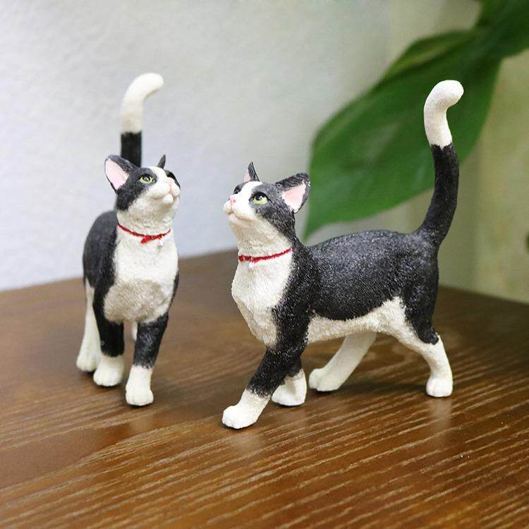 厂家销黑白猫奶猫牛仿真咪模型直MHK车载摆件树猫脂工艺品